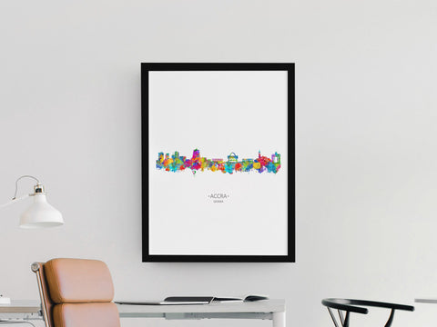 Accra, Ghana Skyline Wall Art Print | Accra City Art | Ghana Home Art Print | Accra Art & Decor | Colorful Ghana Art 15